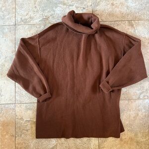 Free People Brown Ribbed Turtleneck Sweater